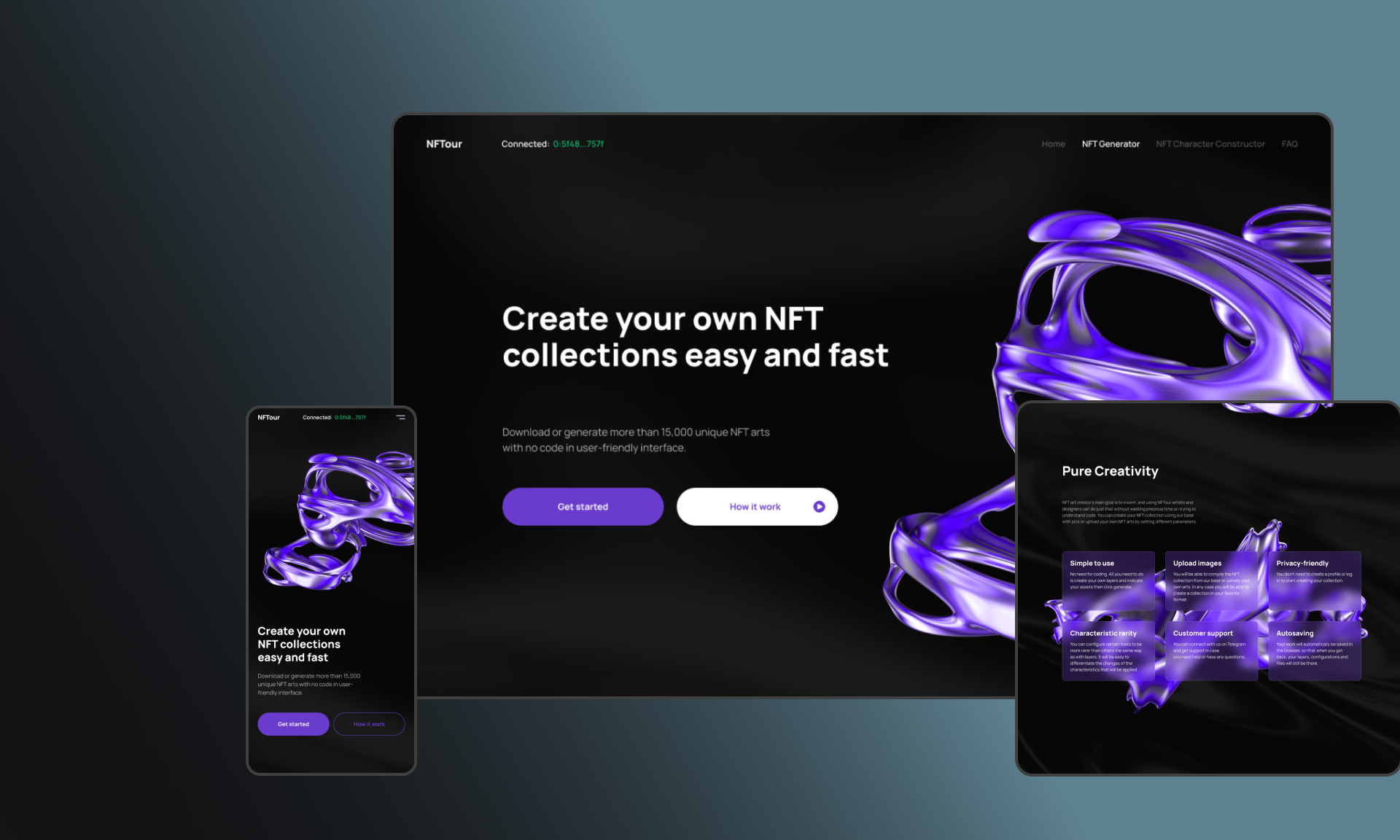 Application for creating NFT Collections