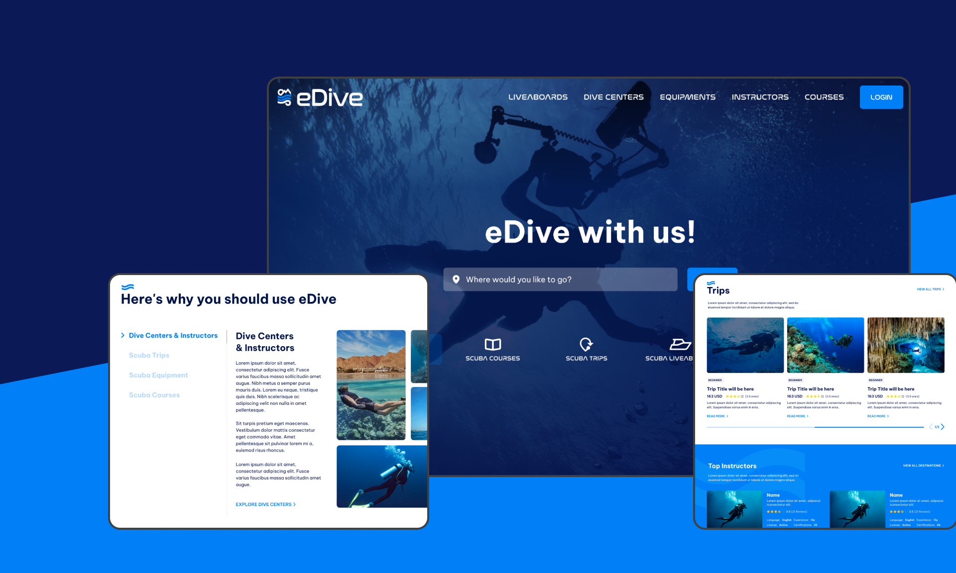 Web application/forum on diving eDive