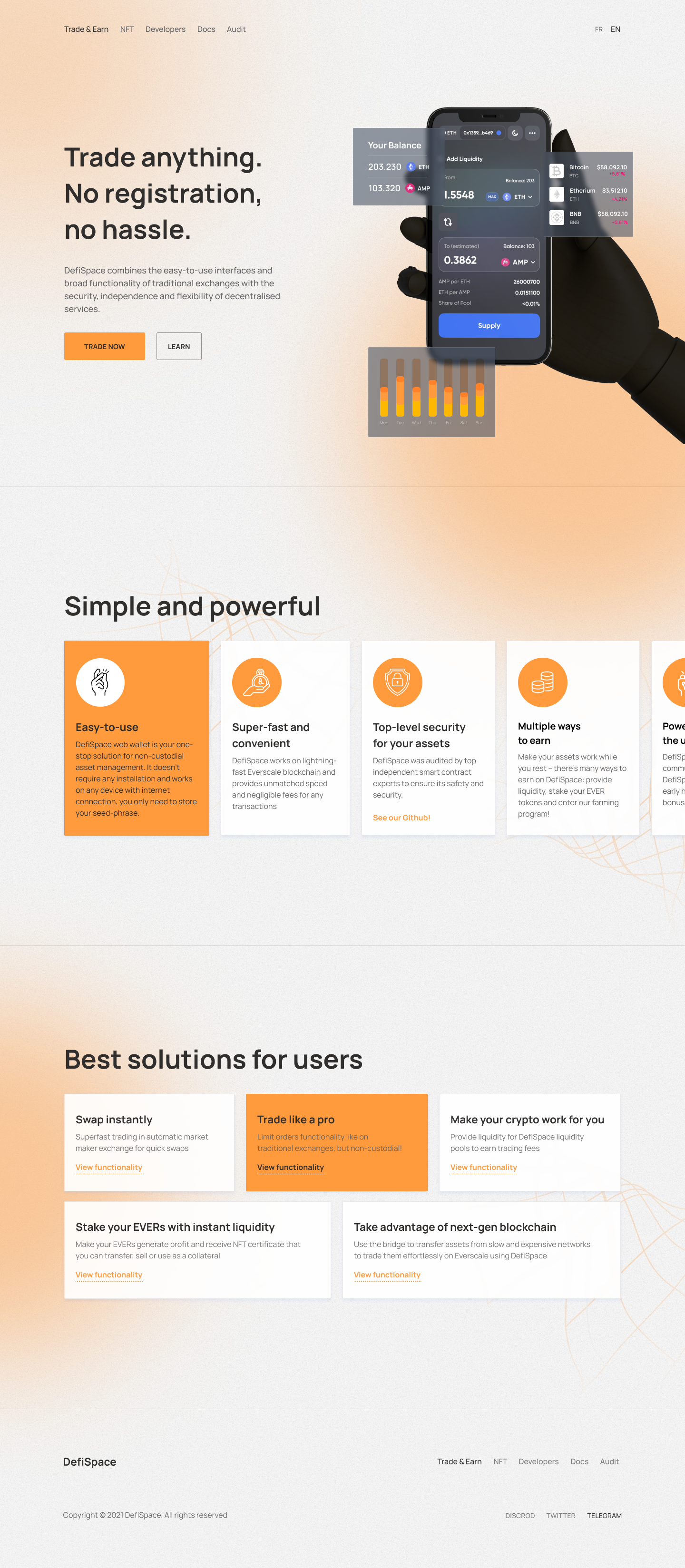 Website development for the DefiSpace investment platform