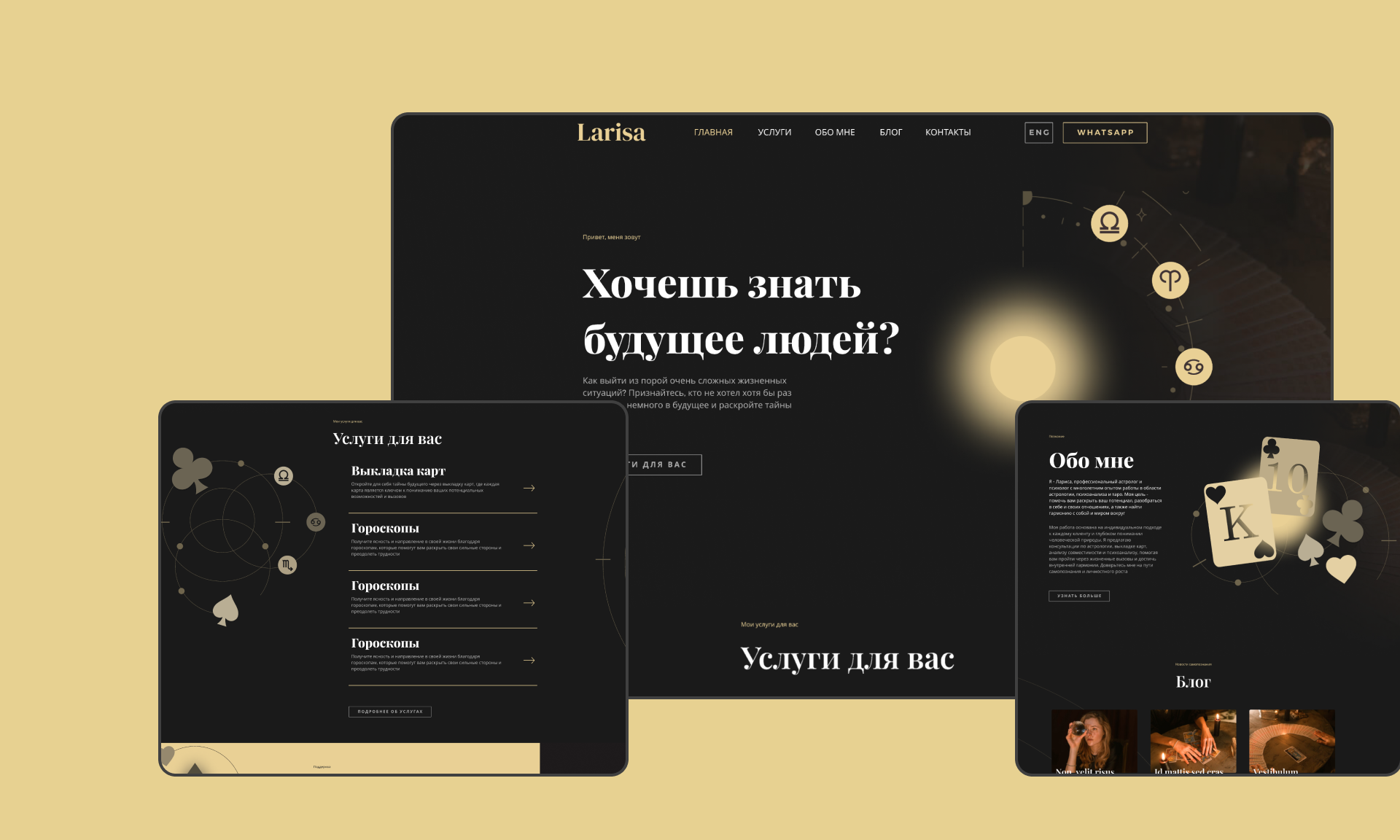 Website development for tarologist/astrologist Larisa